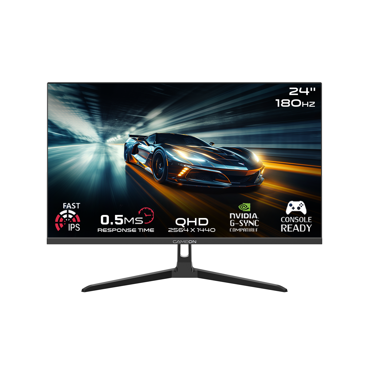 GAMEON GOAE24QHD180IPS Pro Series 23.8” QHD 180HZ, MPRT 0.5ms, HDMI 2.1, Fast IPS Gaming Monitor (Supports PS5) - Black