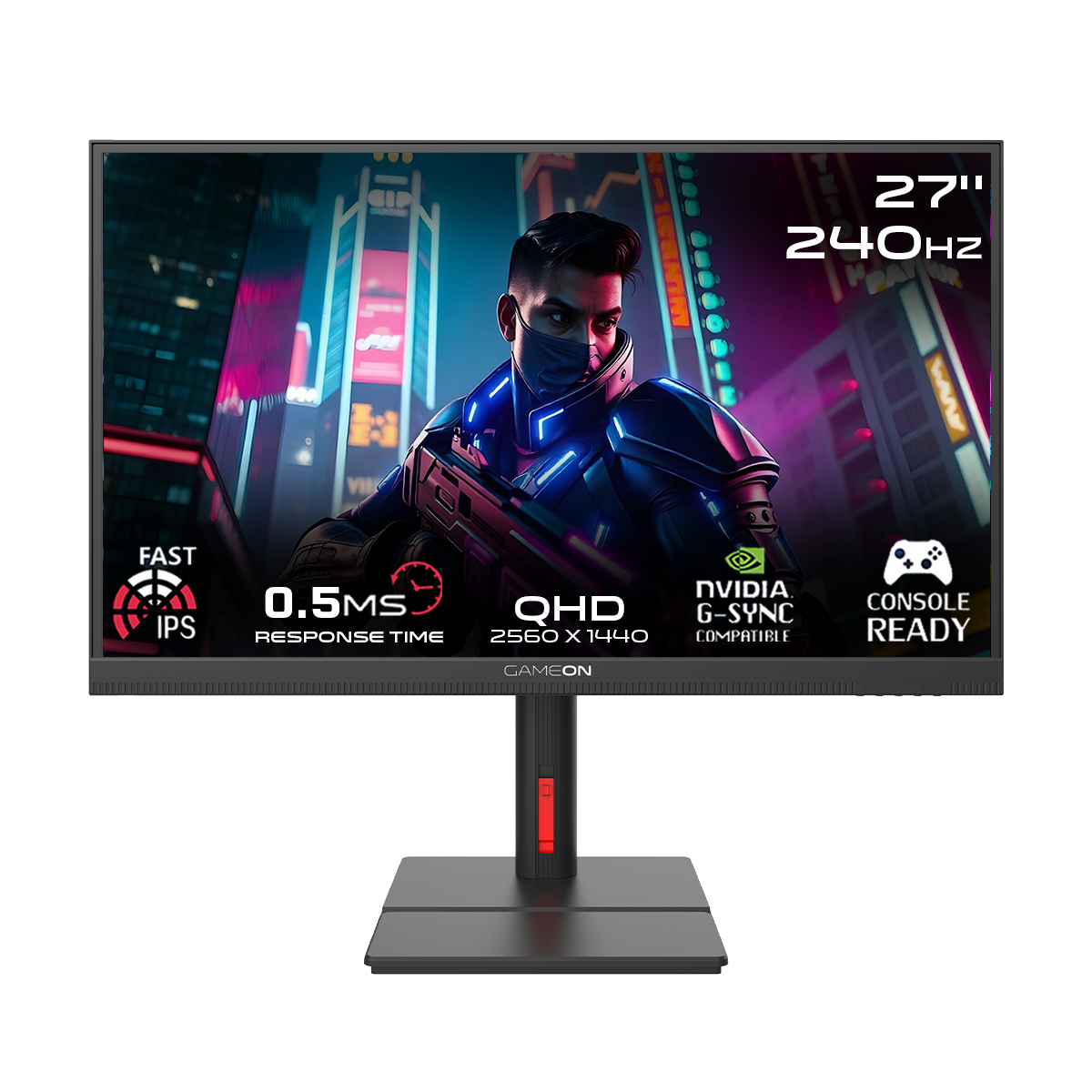GAMEON GOML27QHD240IPS Midnight Signature Series 27" QHD, 240Hz, MPRT 0.5ms, HDMI 2.1, Fast IPS Mini LED Gaming Monitor (Supports PS5) - Black