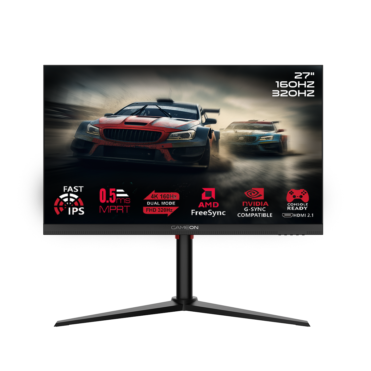 GAMEON GOSX27B Switch X Series 27" Dual Switch 4K UHD 160Hz/FHD 320Hz, MPRT 0.5ms, HDMI 2.1, Fast IPS Gaming Monitor (Supports PS5) - Black