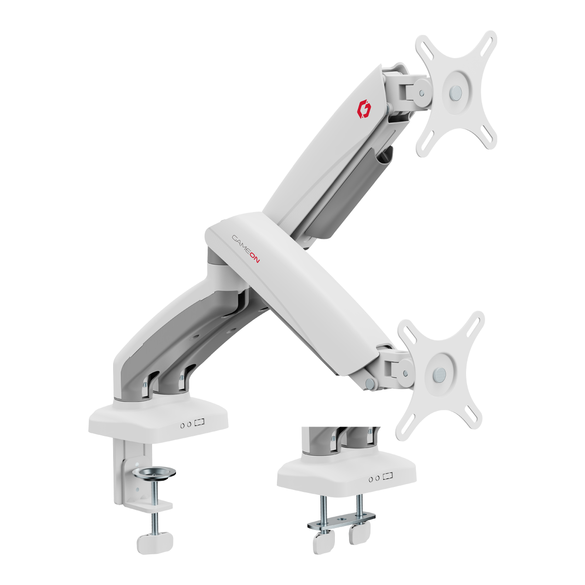 GAMEON GO-5450 Mechanical Spring Dual Monitor Arm For Gaming And Office Use, 17" - 32", Flat Monitor Up To 9 KG & Curve Monitor Up To 9 KG - White