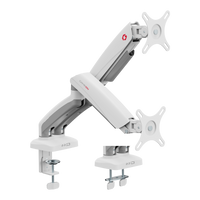 GAMEON GO-5450 Mechanical Spring Dual Monitor Arm For Gaming And Office Use, 17" - 32", Flat Monitor Up To 9 KG & Curve Monitor Up To 9 KG - White