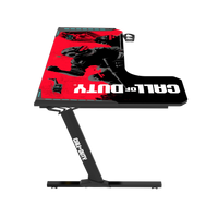 Call Of Duty (COD) x GAMEON Phantom XL-L Series L-Shaped RGB Flowing Light Gaming Desk (Size: 1400-600-720mm) With (800*300*3mm - Mouse pad), Headphone Hook, Cup Holder, Cable Management, Gamepad Holder, Qi Wireless Charger & USB Hub - Black/Red