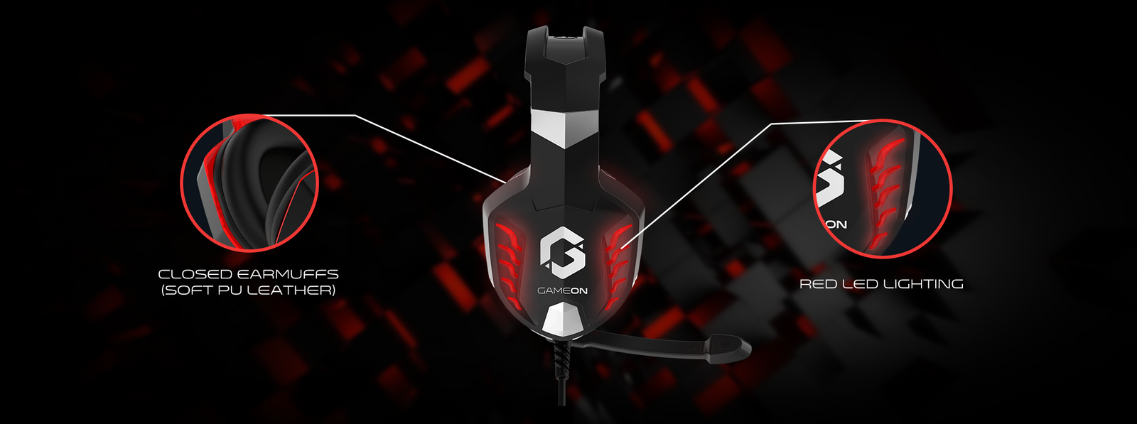 GAMEON GOK901 Nightfall LED Gaming Headset Comfortable Cushions at AX Store