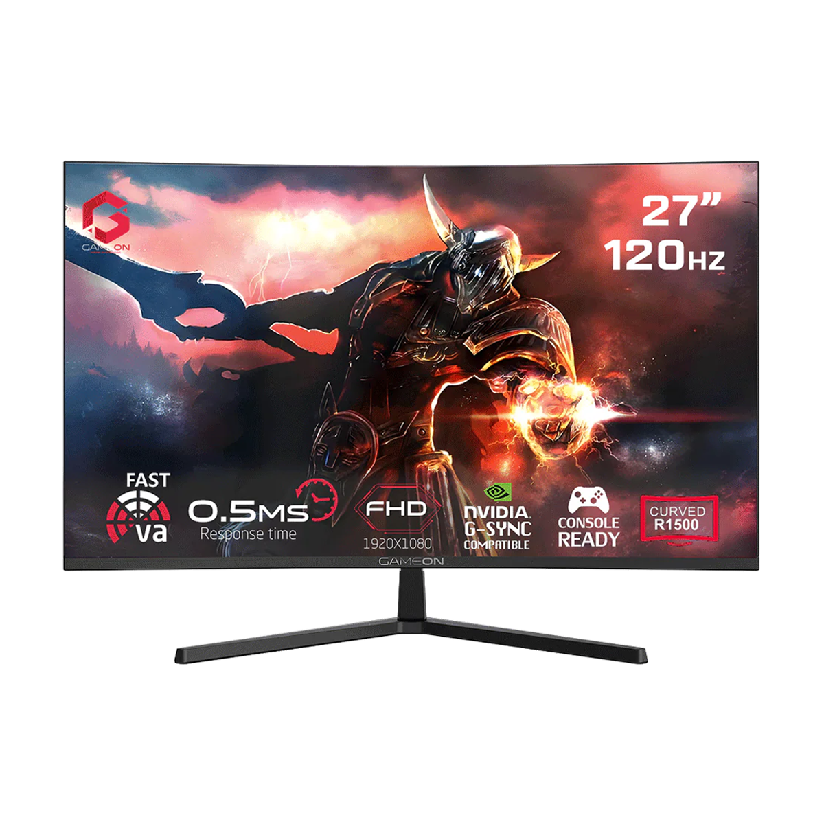 GAMEON GC27F120VA Pro Series 27'' FHD, 120Hz, MPRT 0.5ms, HDMI 2.1, Fast VA Panel Curved Gaming Monitor 1500R, 16:9 (Supports PS5) - Black
