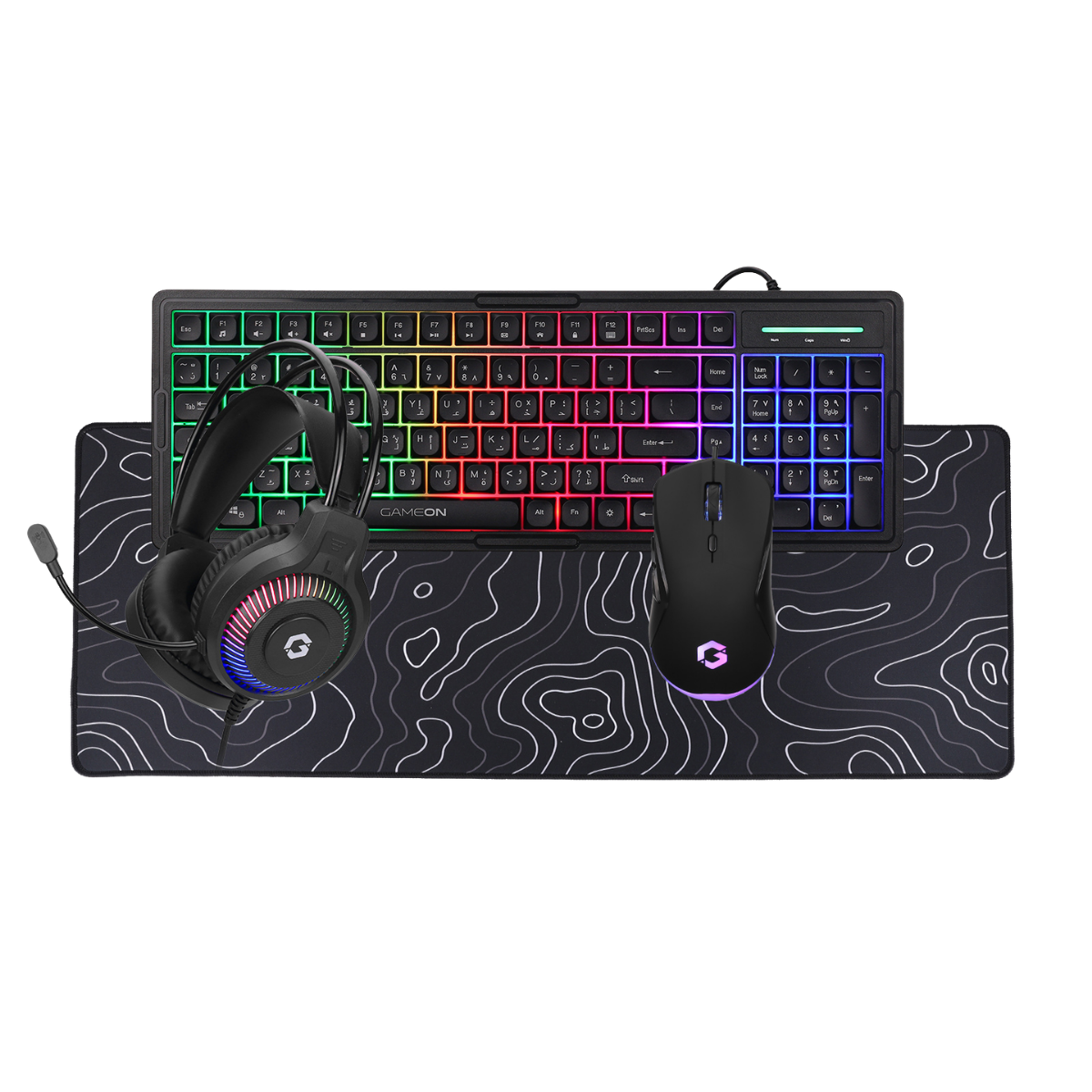 GAMEON CYPHERW XL All-In-One Gaming Bundle (Keyboard, Headset, Mouse & Mousepad) - Black