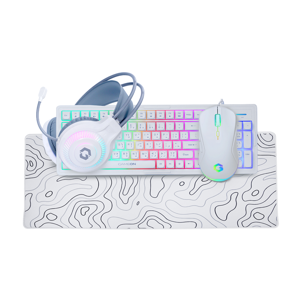 GAMEON GO-CYPHERW-XL-W All-In-One Gaming Bundle (Keyboard, Headset, Mouse & Mousepad)