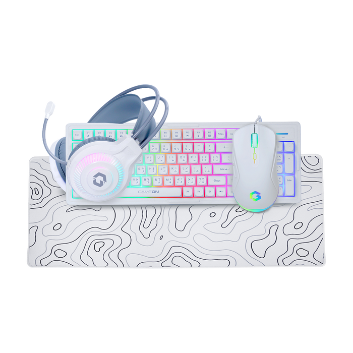 GAMEON GO-CYPHERW-XL-W All-In-One Gaming Bundle (Keyboard, Headset, Mouse & Mousepad)
