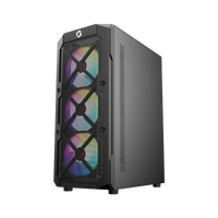 GAMEON TRIDENT III-M POWERFORGE Series Mid Tower Gaming Case with 750W Power Supply Pre-Installed - Black