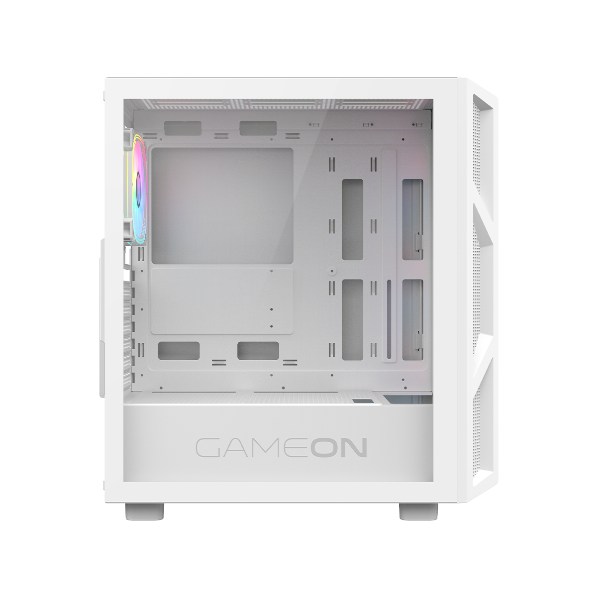 GAMEON Trident IV-A POWERFORGE Series Mid Tower Gaming Case with 750W Power Supply Pre-Installed - White