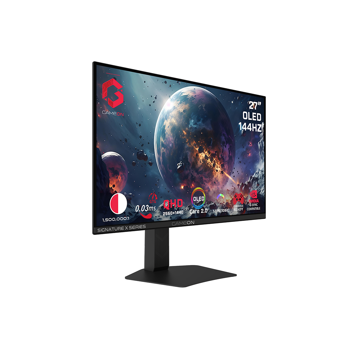 GAMEON GO27QDOLD144 Signature X Series 27" OLED QHD, 144Hz, 0.03ms, HDMI 2.1, Gaming Monitor (Supports PS5) – Black