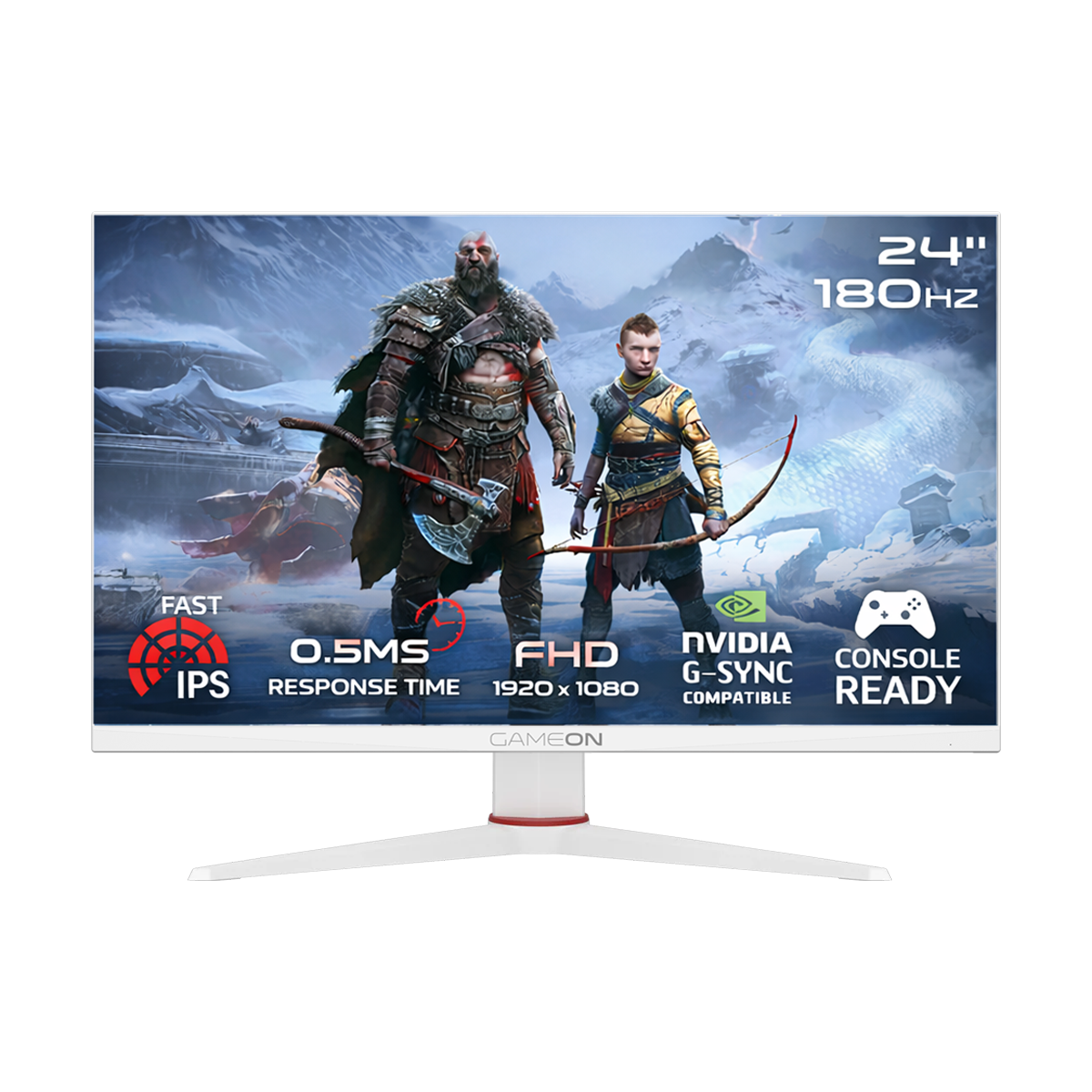 GAMEON GOA24FHD180IPS Artic Pro Series 24" FHD, 180Hz, MPRT 0.5ms, HDMI 2.0, Fast IPS Gaming Monitor (Supports PS5) - White