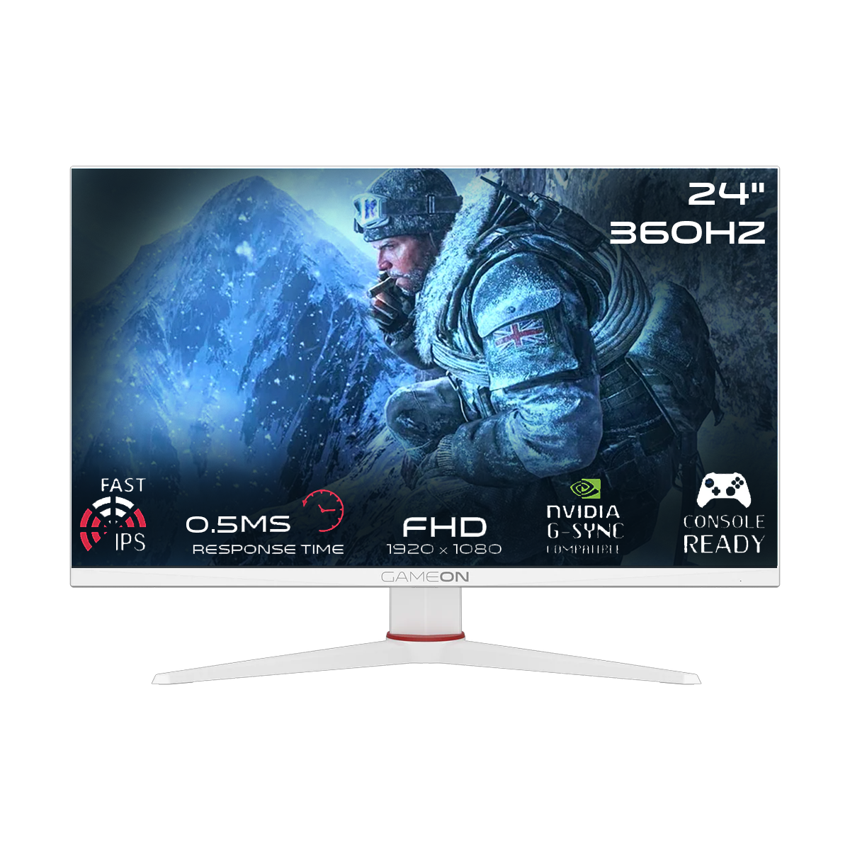 GAMEON GOA24FHD360IPS Artic Pro Series 24" FHD, 360Hz, MPRT 0.5ms, HDMI 2.1, Fast IPS Gaming Monitor (Supports PS5) - White