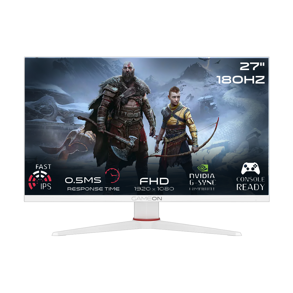 GAMEON GOA27FHD180IPS Artic Pro Series 27" FHD, 180Hz, MPRT 0.5ms, HDMI 2.0, Fast IPS Gaming Monitor (Supports PS5) - White