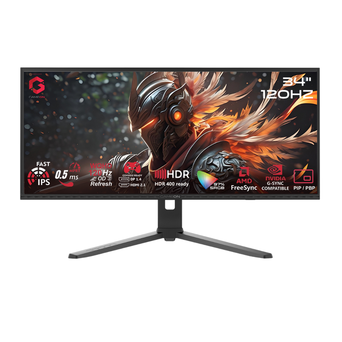 GAMEON GOC34WQHD120IPS Spectra Pro Series 34" WQHD, 120Hz, MPRT 0.5ms, HDMI 2.1, Fast IPS Gaming Monitor (Supports PS5) - Black