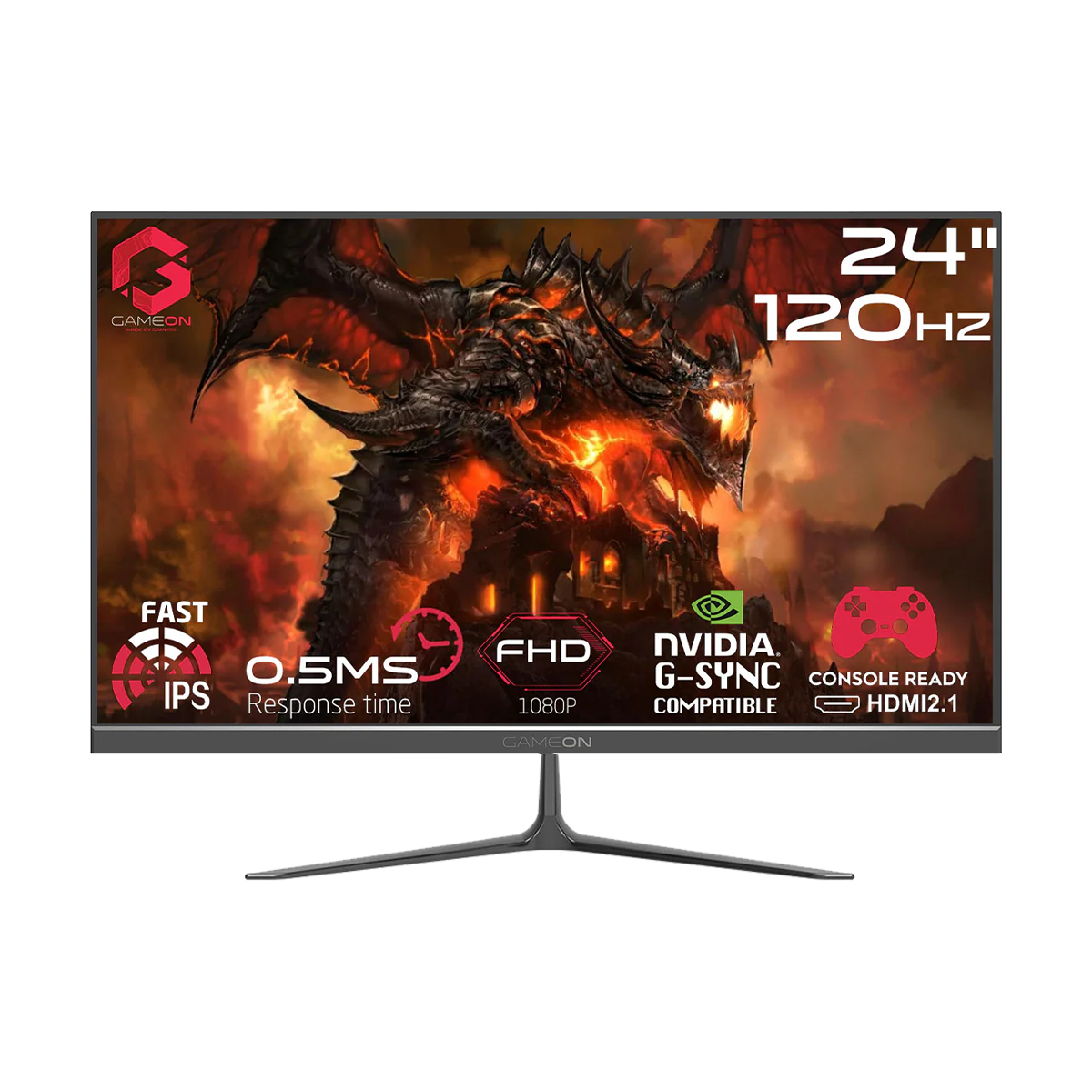 GAMEON GOES24FHD120IPS Essential Series 23.8" FHD, 120Hz, MPRT 0.5ms, HDMI 2.1, Fast IPS Gaming Monitor (Supports PS5) - Black