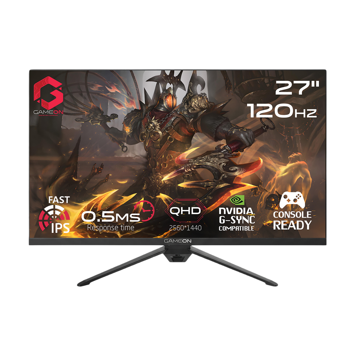 GAMEON GOES27QHD120IPS Essential Series 27" QHD, 120Hz, MPRT 0.5ms, HDMI 2.1, Fast IPS Gaming Monitor (Supports PS5) - Black