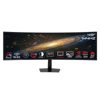 GAMEON GOM49DQDOLD144 Signature X Ultra-Wide Series 49" QD OLED (Screen care 2.0), 144Hz, MPRT 0.03ms, HDMI 2.1, Fast VA Panel Curved Gaming Monitor R1800 (Supports PS5) – Black
