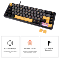 GAMEON VOLT Series GOMGK68-RS 60% RGB Magnetic Mechanical Wired Gaming Keyboard with Customization Software, Pink Switch - English/Arabic
