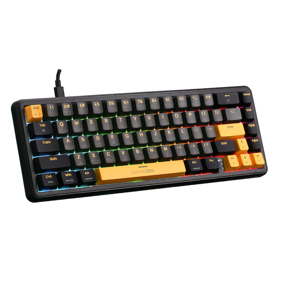 GAMEON VOLT Series GOMGK68-RS 60% RGB Magnetic Mechanical Wired Gaming Keyboard with Customization Software, Pink Switch - English/Arabic