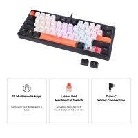 GAMEON AEROX Series GOMK160-RS 60% RGB Mechanical Wired Gaming Keyboard, Red Switch - English/Arabic