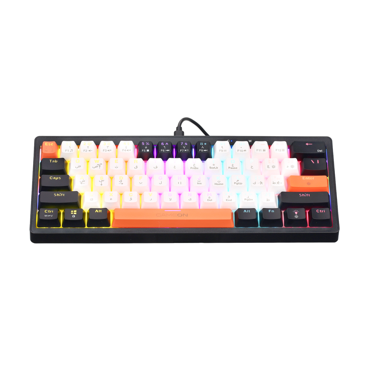 GAMEON AEROX Series GOMK160-RS 60% RGB Mechanical Wired Gaming Keyboard, Red Switch - English/Arabic