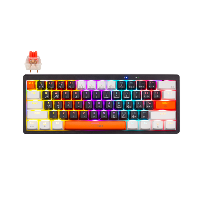 GAMEON AEROX Series GOMK60-RS 60% RGB Mechanical Wired Gaming Keyboard, Red Switch - English/Arabic