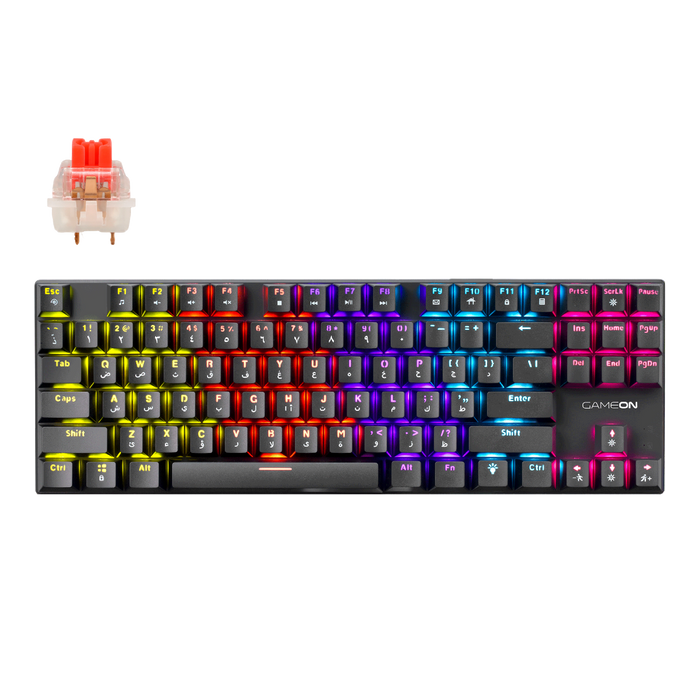 GAMEON KENORA Series GOMK87-RS 80% RGB Mechanical Wired Gaming Keyboard, Red Switch - English/Arabic