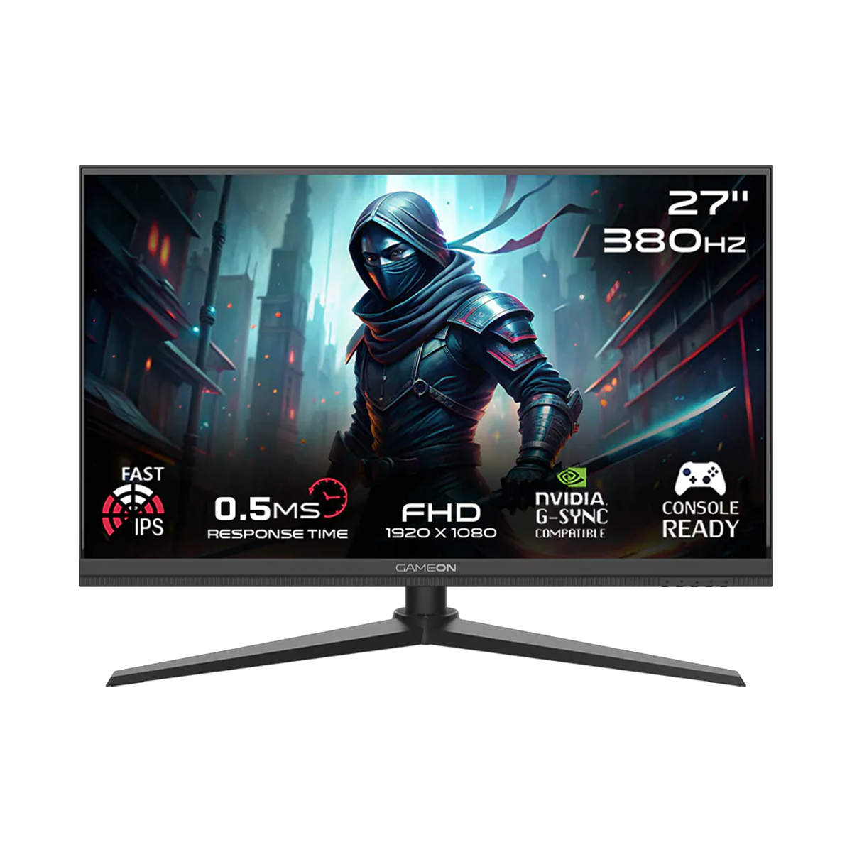 GAMEON GOMP27FHD380IPS Midnight Pro Series 27" FHD, 380Hz, MPRT 0.5ms, HDMI 2.1, Fast IPS Gaming Monitor (Supports PS5) - Black
