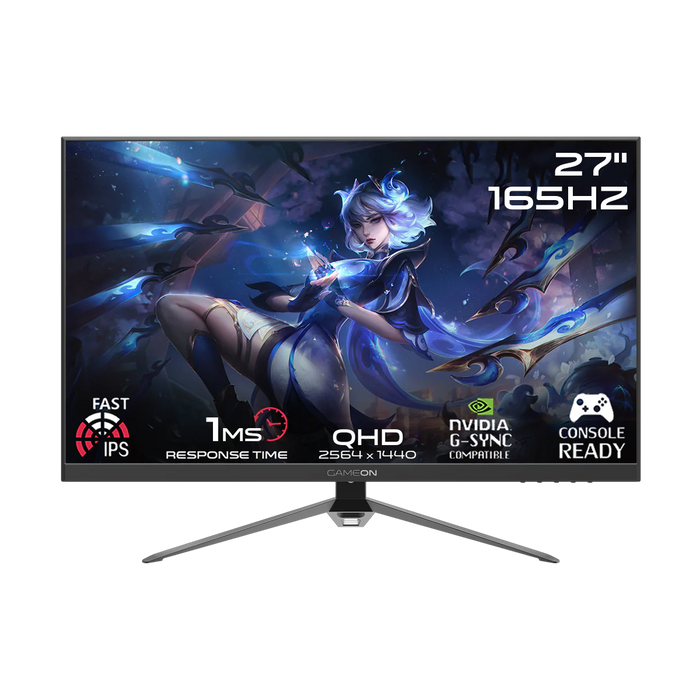 GAMEON GOP27QHD165IPS Premium Series 27" QHD, 165Hz, 1ms, HDMI 2.1, IPS Gaming Monitor (Supports PS5) - Black