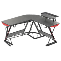 GAMEON L-Shaped Slayer I Series Gaming Desk (Size: 129*129*74cm & Table top 80*46cm) With Headset Hook, Cup Holder & Accessories Stand - Black