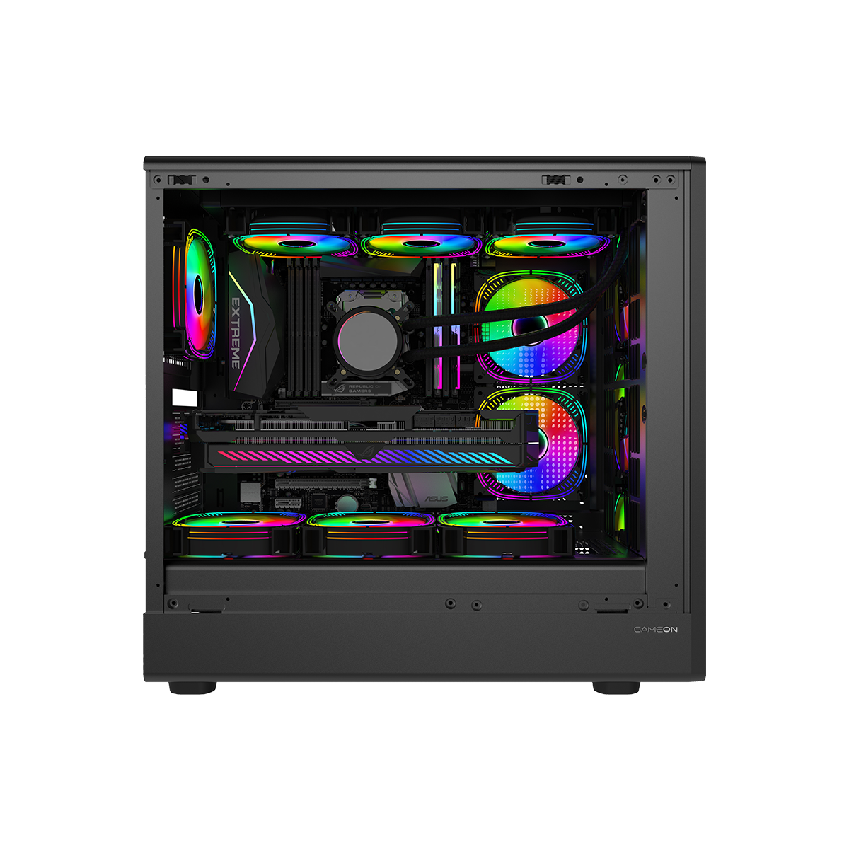 GAMEON TIMBERI Midnight Series ARGB + PWM Mid Tower Gaming Case - Wood/Black