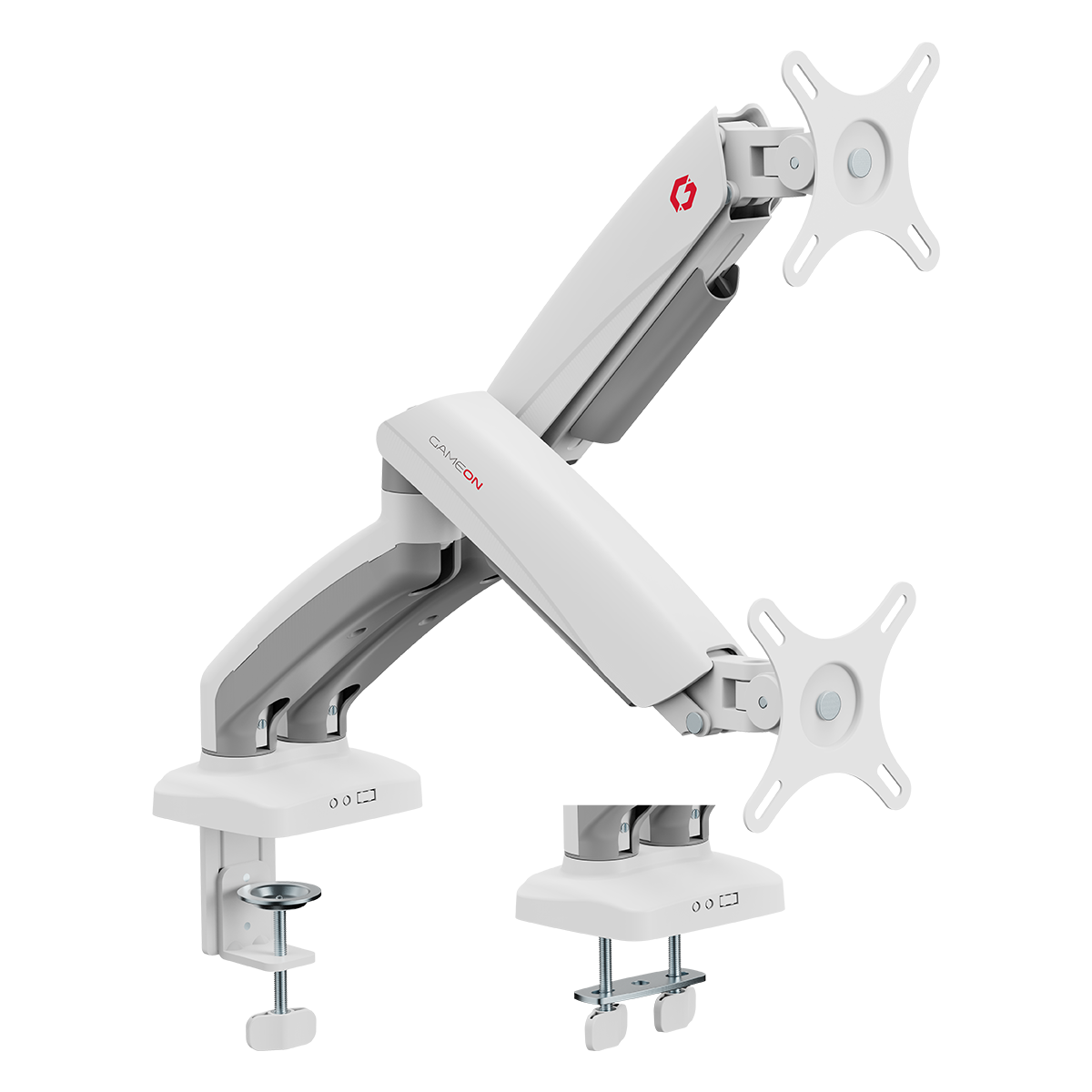 GAMEON GO-5450 Mechanical Spring Dual Monitor Arm For Gaming And Office Use, 17" - 32", Flat Monitor Up To 9 KG & Curve Monitor Up To 9 KG - White