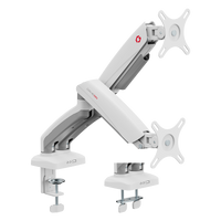 GAMEON GO-5450 Mechanical Spring Dual Monitor Arm For Gaming And Office Use, 17" - 32", Flat Monitor Up To 9 KG & Curve Monitor Up To 9 KG - White