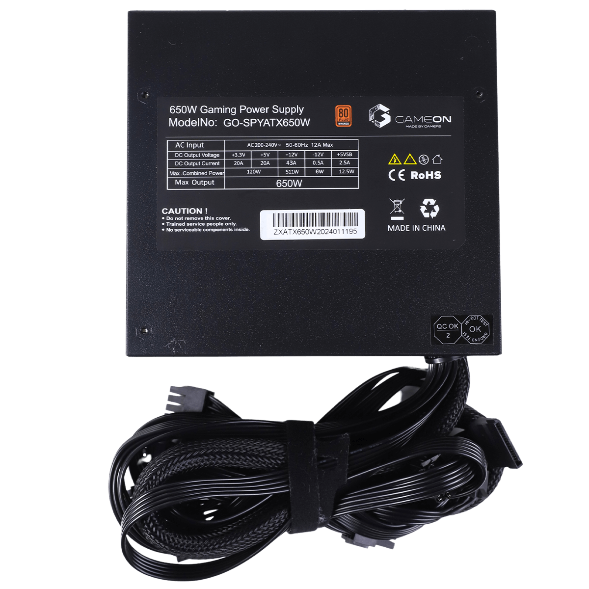 GAMEON - SPY2 ATX 650 WATTS 80 PLUS BRONZE Value Gaming Power Supply